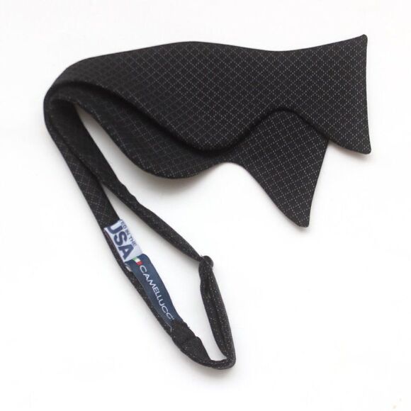 Men's Self tied Bow Tie Silk Bowtie Big Butterfly Bow tie S619 Black Plaid - Picture 3 of 13